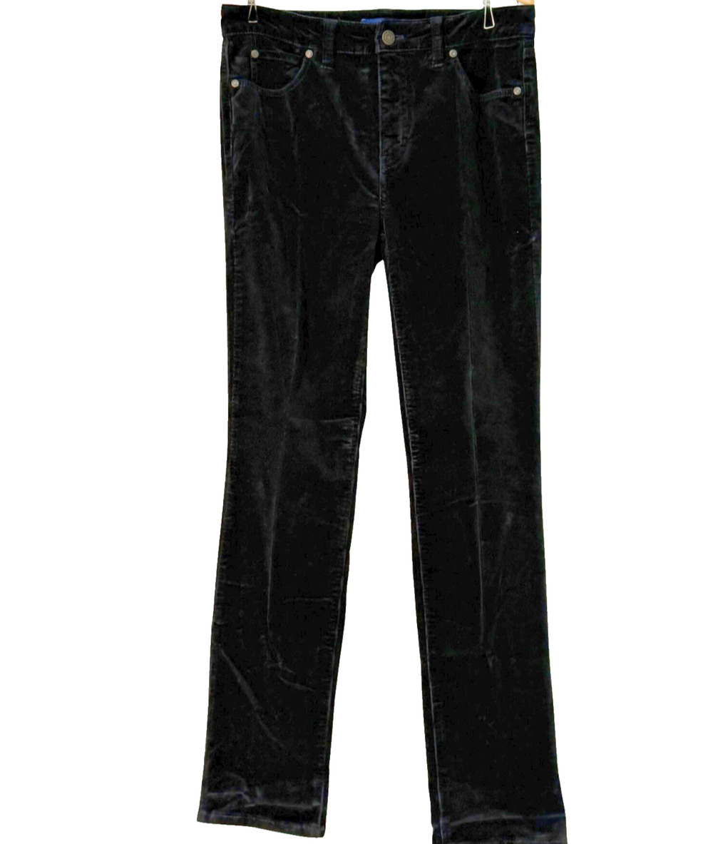 Talbots Black Corduroy Straight Leg High Waisted Jeans Pants Sz 4 31"x29.5"